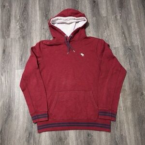 Abercrombie Fitch Sweater Mens Medium Red Pullover Hoodie Sweatshirt